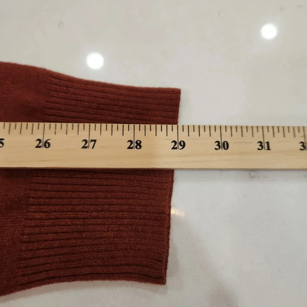 Eddie Bauer Sweater Mens TL Rust Red V Neck Cotton Cashmere Vintage Knit - Picture 9 of 11